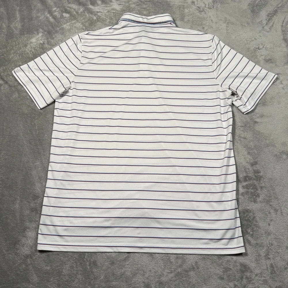 RLX‎ Ralph Lauren Polo Shirt Mens XL White Striped Short Sleeve Golf Performance